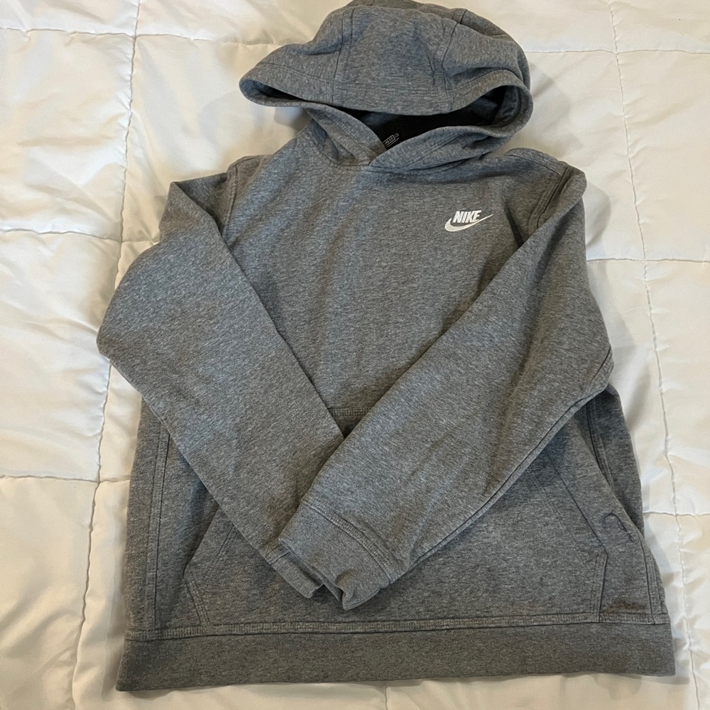 nike sportswear boys grey fleece hoodie